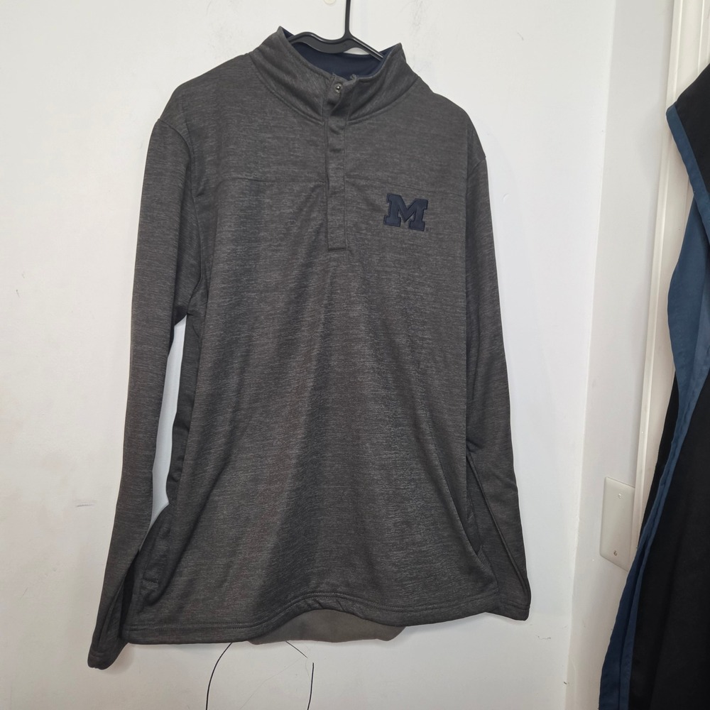 Colosseum‎ Mens Michigan Wolverines Quarter Snap Pullover Charcoal Grey Large